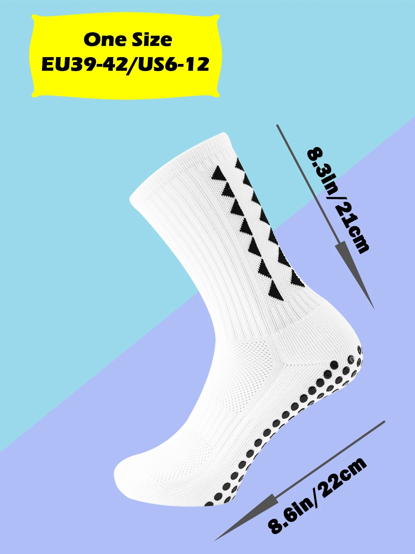 1 Pair Men's Football Socks with Grip, Non Slip Anti Slip Athletic Socks with Cushion Pads for Football/Basketball/Hockey