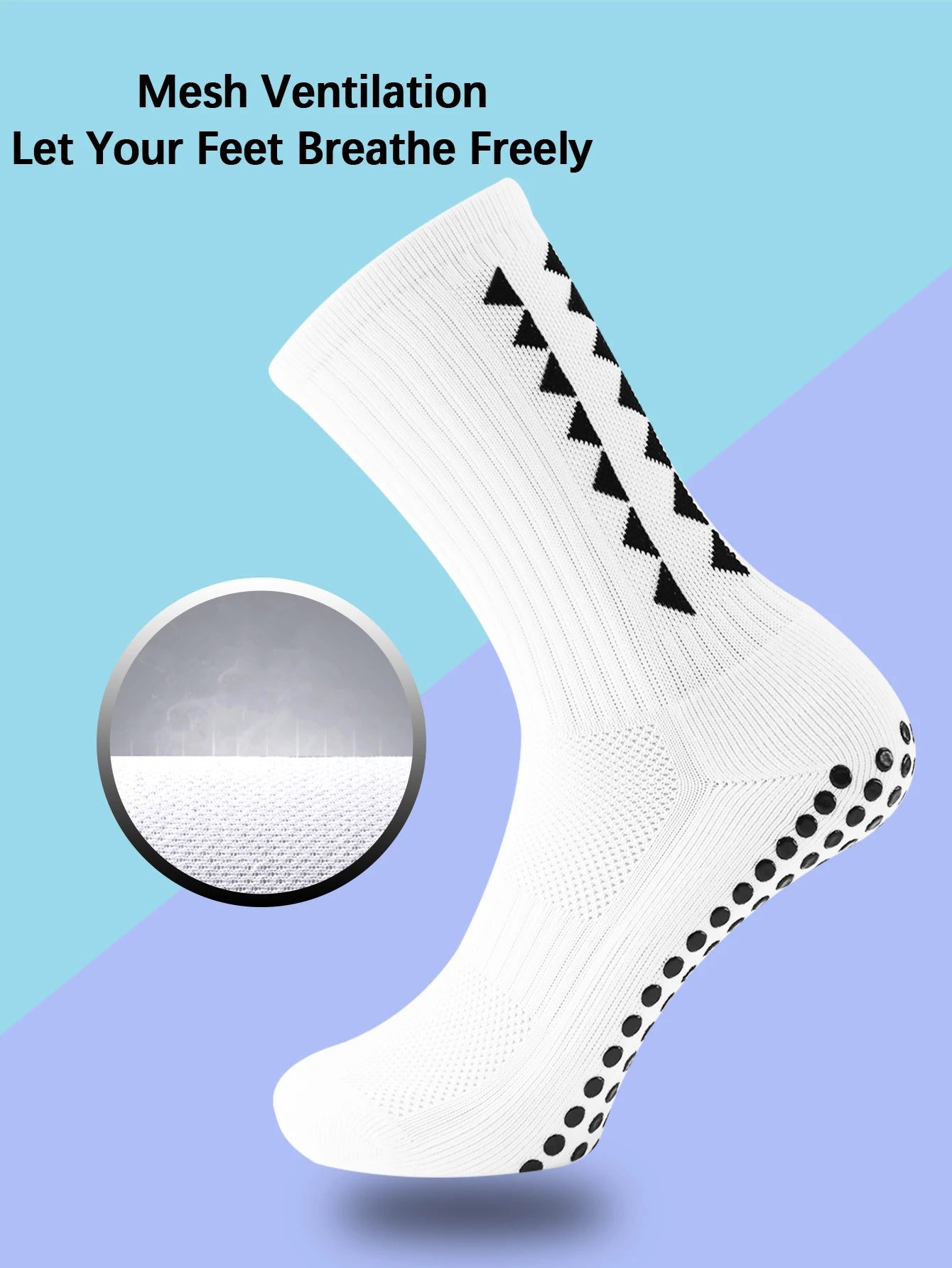 1 Pair Men's Football Socks with Grip, Non Slip Anti Slip Athletic Socks with Cushion Pads for Football/Basketball/Hockey